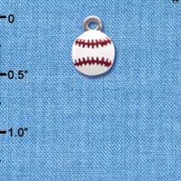 C3975 tlf - Mini Enamel Baseball - 2 Sided - Im. Rhodium Charm (6 per package)