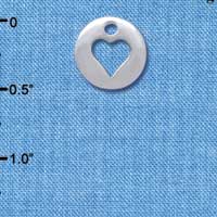 C4021 tlf - Silver Pebble with Heart Cutout - Im. Rhodium Charm (6 per package)