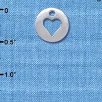 C4021 tlf - Silver Pebble with Heart Cutout - Im. Rhodium Charm (6 per package)