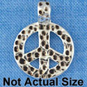 C4022 tlf - Medium Pounded Metal Peace Sign - Silver Pendant (6 per package)