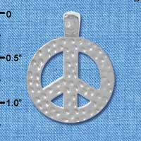 C4023 tlf - Large Pounded Metal Peace Sign - Silver Pendant (2 per package)