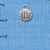 C4025 tlf - 2-D Small Silver Volleyball with AB Swarovski Crystal - Im. Rhodium Charm (6 per package)