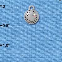 C4026 tlf - 2-D Small Silver Softball with AB Swarovski Crystal - Im. Rhodium Charm (6 per package)