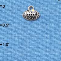 C4027 tlf - 2-D Small Silver Football with AB Swarovski Crystal - Im. Rhodium Charm (6 per package)