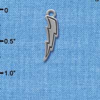 C4028 tlf - Silver 2-D Lightning Bolt - Im. Rhodium Charm (6 per package)