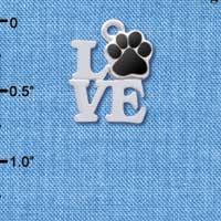 C4044 tlf - Silver Love with Black Paw - Silver Charm (6 per package)
