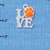 C4047 tlf - Silver Love with Orange Paw - Silver Charm (6 per package)