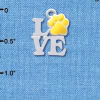 C4048 tlf - Silver Love with Yellow Paw - Silver Charm (6 per package)