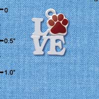 C4053 tlf - Silver Love with Maroon Paw - Silver Charm (6 per package)