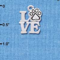 C4054 tlf - Silver Love with Silver Paw - Silver Charm (6 per package)