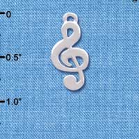 C4063 tlf - Silver Rounded Clef Music Note - Silver Plated Charm  (6 per package)