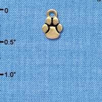 C4081 tlf - Mini Gold Paw - Gold Plated Charm (6 per package)