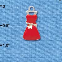 C4084 tlf - Red Dress - Silver Plated Charm (6 per package)