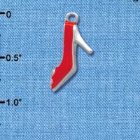 C4086+ tlf - Red High Heel Shoe - Silver Plated Charm (6 per package)