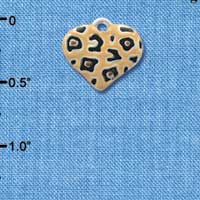 C4094+ tlf - Tan Cheetah Print Heart - Silver Plated Charm (6 per package)