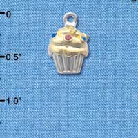 C4143 tlf - Two Tone Cupcake with Swarovski Crystal Sprinkles - Im. Rhodium & Gold Plated Charm (2 per package)