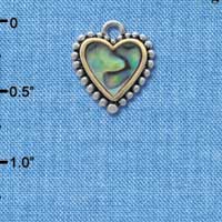 C4147+ tlf - Two Tone Shell Heart with Beaded Border - Im. Rhodium & Gold Plated Charm (2 per package)