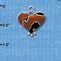 C4148+ tlf - Two Tone Enamel Cheetah Print Heart - 2 Sided - Im. Rhodium & Gold Plated Charm (6 per package)