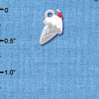 C4180 tlf - 3-D Vanilla Ice Cream Cone with Cherry - Silver Plated Charm (6 per package)