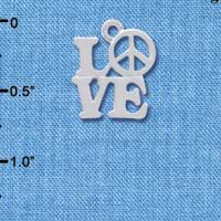 C4182 tlf - Love with Peace Sign - Silver Plated Charm (6 per package)