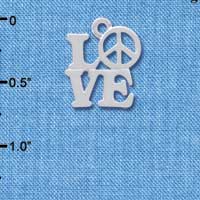 C4182 tlf - Love with Peace Sign - Silver Plated Charm (6 per package)