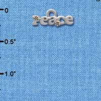 C4185 tlf - Silver Peace with Gold Daisies - Im. Rhodium & Gold Plated Charm (6 per package)