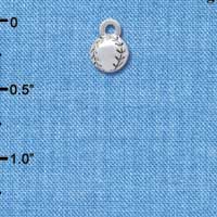 C4219+ tlf - Mini Silver Baseball/Softball - Silver Plated Charm (6 per package)