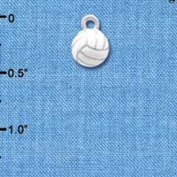 C4221+ tlf - 3-D White Volleyball - Silver Plated Charm (6 per package)