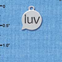 C4295 tlf - luv - Love - Text Chat - Silver Plated Charm (6 per package)