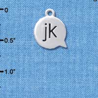 C4297 tlf - jk - Just Kidding - Text Chat - Silver Plated Charm (6 per package)