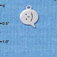 C4301 tlf - :-) - Smiling Emoticon - Silver Plated Charm (6 per package)