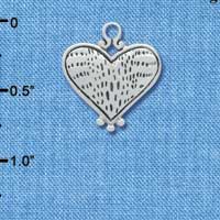 C4395 tlf - Antiqued Alligator Print Heart - 2 Sided - Silver Plated Charm (6 per package)