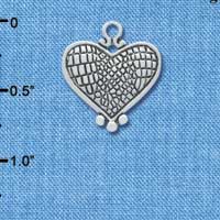 C4396 tlf - Antiqued Snake Print Heart - 2 Sided - Silver Plated Charm (6 per package)