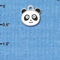 C4398 tlf - Enamel Panda Face - 2 Sided - Silver Plated Charm (6 per package)
