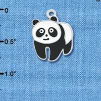 C4399 tlf - Enamel Standing Panda - 2 Sided - Silver Plated Charm (6 per package)