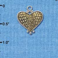 C4403 tlf - Silver and Gold Alligator Print Heart - Im. Rhodium and Gold Plated Charm (6 per package)