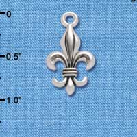 C4480 tlf - Large Antiqued Fleur di Lis - Silver Plated Charm (6 per package)