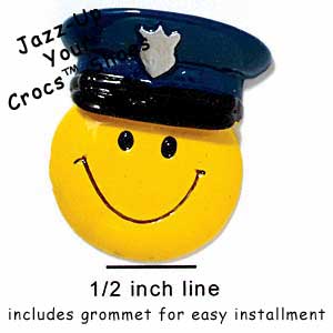 CROC-4987 - Policeman Smiley Face - Croc Decoration