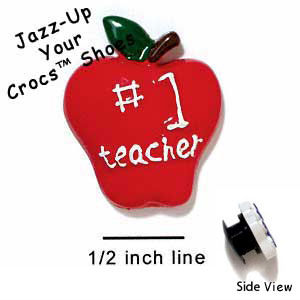 CROC-0055 - Apple-#1 Teacher/Red/Medium - Crocs<SMALL><SUP>TM</SUP></SMALL> Decoration Charm (12 per package)