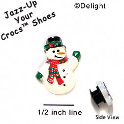 CROC-0067A* - Snowman Waving Mini (Left & Right) - Crocs<SMALL><SUP>TM</SUP></SMALL> Decoration Charm (12 per package)