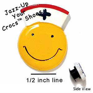 CROC-0217 - Smiley Face-Nurse/Medium - Crocs<SMALL><SUP>TM</SUP></SMALL> Decoration Charm (12 per package)
