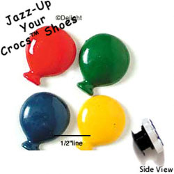 CROC-0227 - Balloon-Brite/4 Assorted - Crocs<SMALL><SUP>TM</SUP></SMALL> Decoration Charm (12 per package)