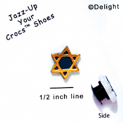 CROC-2287 - Star Of David Blue Gold Mini - Crocs<SMALL><SUP>TM</SUP></SMALL> Decoration Charm (12 per package)