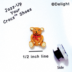 CROC-2653 - Bear Sitting Tie Red Mini - Crocs<SMALL><SUP>TM</SUP></SMALL> Decoration Charm (12 per package)