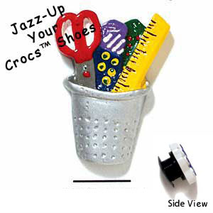 CROC-3077 - Thimble Scissors Tape Medium - Crocs<SMALL><SUP>TM</SUP></SMALL> Decoration Charm (12 per package)