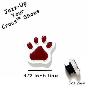 CROC-3157 - Paw Maroon Mini - Crocs<SMALL><SUP>TM</SUP></SMALL> Decoration Charm (12 per package)