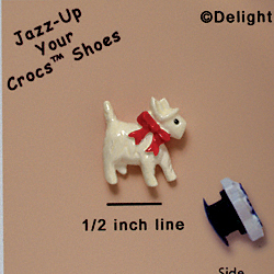 CROC-3352* - Scottie White Bow Red Mini - Crocs<SMALL><SUP>TM</SUP></SMALL> Decoration Charm (12 per package)