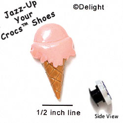 CROC-3434 - Ice Cream Cone Pink - Crocs<SMALL><SUP>TM</SUP></SMALL> Decoration Charm (12 per package)
