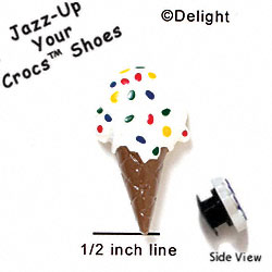 CROC-3440 - Ice Cream Cone White Sprinkles - Crocs<SMALL><SUP>TM</SUP></SMALL> Decoration Charm (12 per package)