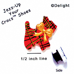 CROC-3609 - Scottie Plaid Red & Green Bow - Crocs<SMALL><SUP>TM</SUP></SMALL> Decoration Charm (12 per package)